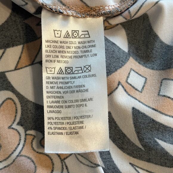 Susan Graver Liquid Knit Tunic Womens Size 2X Brown Abstract Geo Paisley Top - Picture 5 of 7